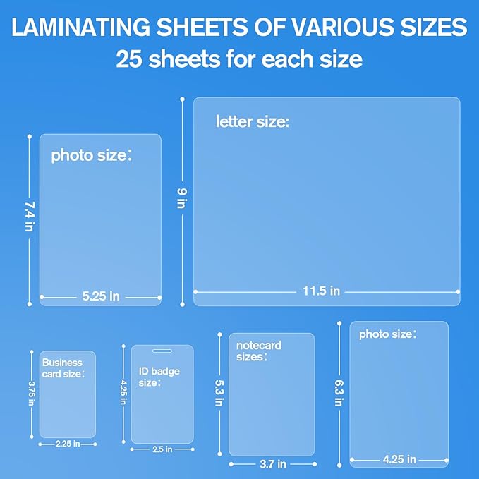 KTRIO 5 Mil Laminating Sheets 150 Pack, Various Sizes Thermal Laminating Pouches, Clear Laminate Sheets for Letter Size, Photos, Notecards, ID Badges, Business Cards, Compatible with Laminators