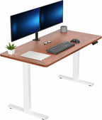 VIVO Electric 55 x 28 in Standing Desk, Memory Height Adjustment, 1B Series, One-Piece Dark Walnut Top, White Frame, DESK-KIT-1W55D