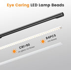 Metal LED Desk Lamp for Home Office - Foldable Industrial Desk Light with Base, 16" Dimmable Table Lamp for Reading, 4 Color Temps, 15W Modern Desktop Lamp for College Dorm Study Task Work