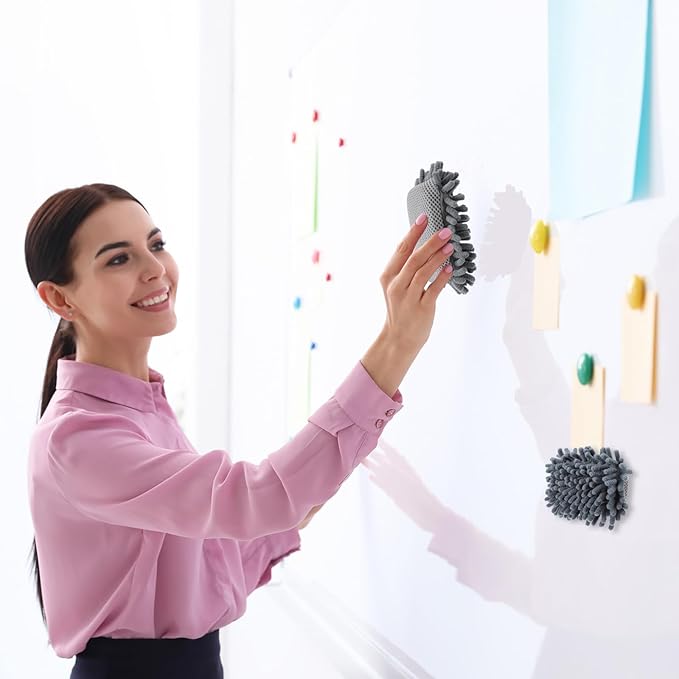 Sherr 36 Pcs Microfiber Shag Magnetic Erasers Bulk Washable Dry Erase Whiteboard Erasers for Whiteboard, Chalkboard, and Memo Boards Marker, Chalk Mark, Home School Classroom Office(Gray Color)