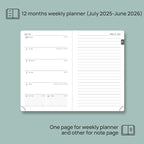 POPRUN Planner 2025-2026 Weekly Notebook for Purse(Pocket Size 4''x 6.25'') Small Academic Calendar (JUL.25 - JUN.26) with Monthly Tabs, Leather Soft Cover, Inner Pocket, 100 GSM - Lilac