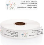 Clear Wildflower Rolled Address Labels / 500 Personalized Return Address Labels/Designer Address Stickers in Elegant Plastic Dispenser