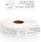 Clear Wildflower Rolled Address Labels / 250 Personalized Return Address Labels/Designer Address Stickers in Elegant Plastic Dispenser