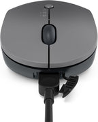 Lenovo Go Multi-Device Wireless Mouse, 2.4GHz Nano USB-C Receiver, Bluetooth, Adjustable DPI, USB-C Rechargeable Battery, Qi Wireless Charging, Ambidextrous, GY51C21211, Grey