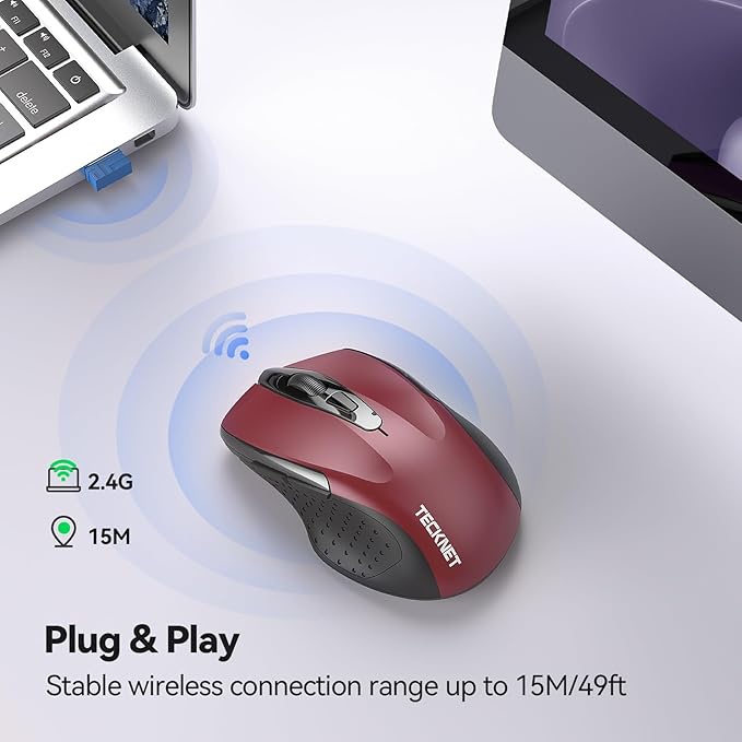 TECKNET Wireless Mouse for Laptop, Silent Mouse Quiet Click, Computer Mice Wireless, 6 Adjustable 4000 DPI Computer Mice