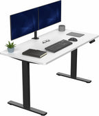 VIVO Electric 55 x 28 in Standing Desk, Memory Height Adjustment, 1B Series, One-Piece White Top, Black Frame, DESK-KIT-1B55W