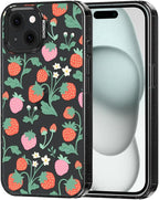 MOSNOVO Case for iPhone 15 Plus, [10ft 4X Military-Grade Drop Protection] Durable & Shockproof Phone Case Cover Design for iPhone 15 Plus / 14 Plus - Strawberry Garden - Clear Black