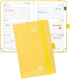 POPRUN Pocket Planner 2025-2026, (Purse Size 4''x 6.25'' Hard Cover) Academic Year Calendar Daily Weekly and Monthly (July 25-June 26) with Hourly Time Slots, 100 GSM Paper - Light Yellow