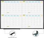JILoffice Magnetic Dry Erase Calendar Whiteboard, 4 Month White Board Planner 36 X 24 Inch, Black Aluminum Frame Wall Mounted Board for Office Home and School