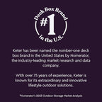 Keter Marvel Plus 71 Gallon Resin Outdoor Storage Box for Patio Furniture Cushions, Throw Pillows, Garden Tools and Pool Floats, Brown