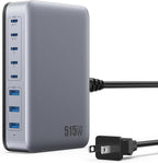 USB C Charger Block 515W[2025 Upgraded] GaN IV 8 Port Fast Charging Station Hub,Dual PD 100W USB C Laptop Charger Compatible with MacBook Pro/Air,iPad,iPhone 16/15,Galaxy S23/S24 Steam Deck Dell XPS