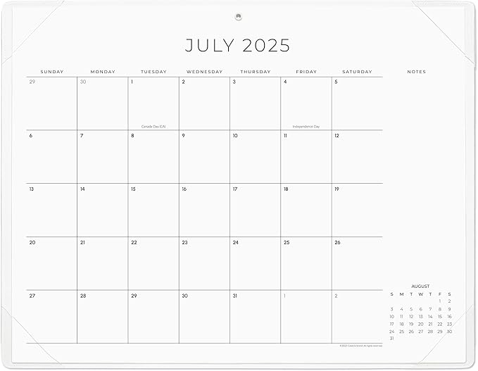 Cabbrix Simplified Desk Calendar 2025-2026 with Desktop Mat, Desk Pad Calendar Large 21" x 16-1/2" Covering July 2025 to June 2026, Monthly Desktop Calendar for Home School and Office (Beige)