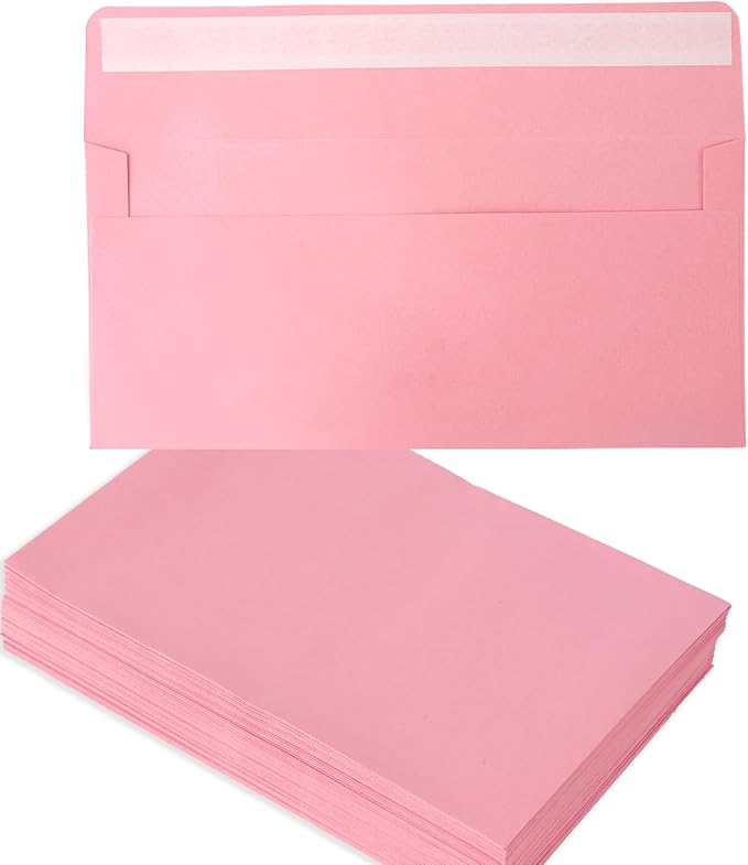 50 Packs 5x7 Envelopes,Pink A7 Envelopes,5x7 Envelopes for Invitations,Envelopes Self Seal for Weddings,Greeting Cards, Mailing, Invitations, Photos, Postcards，Printable Invitation Envelopes