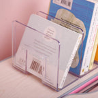 YAGELI Clear Acrylic Desk File Sorter Purse/Handbag Organizer Clutch Divider Mesh Folder Office Supplies Stand Bookshelf (3 Sections) (2Pack-4Sections)