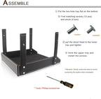 KINGFOM Letter Tray, Leather Paper Organizer Tray, Wooden Desk File Holder, Desktop File, Stackable Magazine Holder, Mail Sorter, Great for Home or Office - 2 Level Black