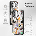 MOSNOVO Case for iPhone 16, [10ft 4X Military-Grade Drop Protection] Durable & Shockproof Phone Case Cover Design for iPhone 16 - Cute Cats - Clear Black