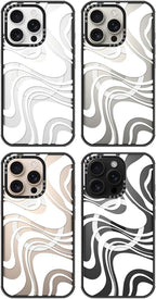 MOSNOVO Magnetic Case for iPhone 16 Pro, 10ft Military-Grade Protection, Compatible with Magsafe, Shockproof Phone Case for iPhone 16 Pro - White Swirl - Clear Black