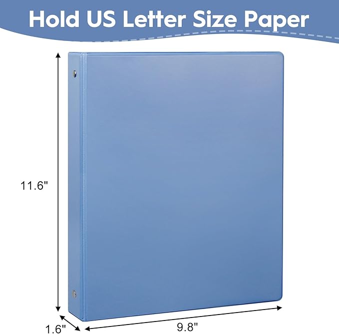 6-Pack 1-Inch Binder, Standard 3 Ring Binder Fit US Letter Size Paper, Presentation Round Ring Binders,Blue