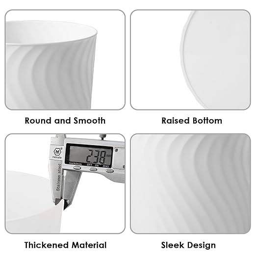 YGJT Small Trash Can, 3 Pack 1.8 Gallons Bathroom Trash Can, Slim Waste Basket, Round Garbage Can, Plastic Trash Bin for Kitchen, Dorm, Bedroom, Office, Living Room, Study, Compact Spaces(White)