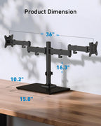 HUANUO Freestanding Dual Monitor Stand, 32 Inch Dual Monitor Mount for 2 Screens, Holds up to 22 lbs per Arm, Monitor Arm Riser with Tempered-Glass Base, Tilt, Swivel, Rotation, Black