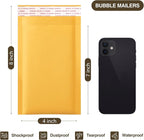 UCGOU Bubble Mailers 4x8 Inch Yellow 100 Pack Usable Size 4x7 Inch Kraft Padded Envelopes Small Business Mailing Packages Opaque Self Seal Boutique Shipping Bags Mailer Shipping Envelope Bubble Mailer