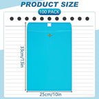 Geyee 100 Pcs Clasp Manilla Envelopes 10 x 13 Inch Gummed Colored Envelopes for Storing or Mailing for Home Office Business Supplies(Lake Blue)