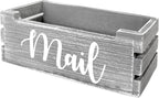 Mail Organizer Mail Holder Countertop, Wood Mail Basket for Wall Table Desk, Envelope Bill Holder for Home Office Decor (Grey)