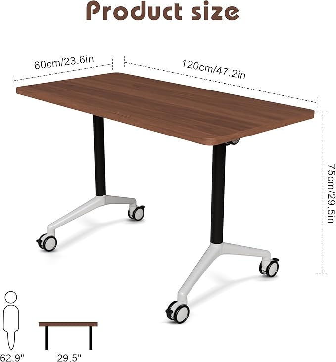 Conference Room Table with Flip-Top Design for Dynamic Meetings, Business Table Computer Desk with Heavy-Duty Frame,Foldable Seminar Meeting Tables for Home Office (4, A, 47.2IN)