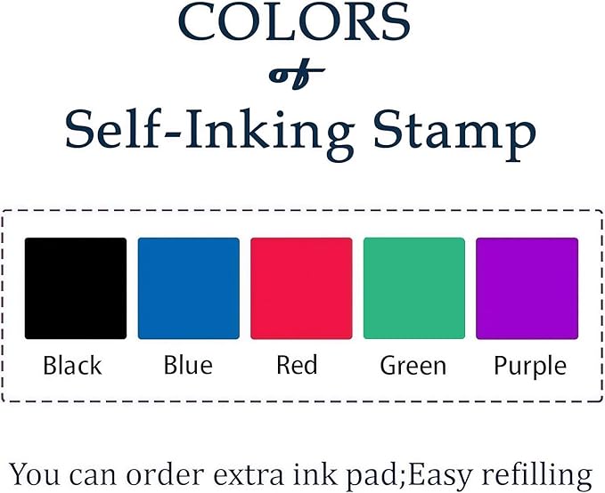 Custom Logo Stamp Personalized Image Self-Inking Stamper - Custom Business Logo Text - Different Sizes - 5 Ink Color Options