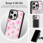 MOSNOVO Magnetic Case for iPhone 15 Pro, 10ft Military-Grade Protection, Compatible with Magsafe, Shockproof Phone Case for iPhone 15 Pro - Love in Bloom - Clear Black