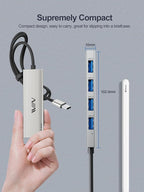 USB 3.0 Hub,4 Port USB Splitter Extender Portable Adapter Multiport Data Hub for Laptop,Xbox,Flash Drive,HDD,Console,Camera,Keyborad,Mouse Windows,Mac OS PC,Not Designed to Charge Devices-Silver