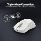 iRocks IRM31R RGB Backlight, Wireless Lightweight Gaming Mouse, Tri-Mode Connection, Kailh GM8.0 Mouse Switches, Advanced PixArt PAW3395 Optical Sensor, Resolution Up to 26,000 DPI - White