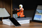 Astronaut Resin Pen Holder, Mobile Phone Stand, Device Stand, Desk Organizer Decorative Pen Holder (Orange&Golden)