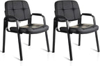 CLATINA Waiting Room Guest Chair with Bonded Leather Padded Arm Rest for Office Reception and Conference Desk Black 2 Pack