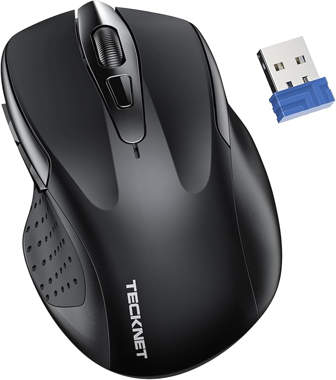 TECKNET Wireless Silent Mouse, Quiet Click, 2.4G Optical Cordless Mouse, 6 Adjustable 4000 DPI, Computer Mice for Laptop, Chromebook - Black