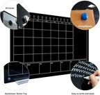 Magnetic Glass Whiteboard 36X24 Monthly Planner Calendar Dry Erase Board for Home, School, Office, Frameless, with Markers, Marker Tray, Eraser, Magnets (Black)