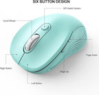 WisFox 2.4G Wireless Mouse for Laptop, Ergonomic Computer Mouse with USB Receiver and Type-C Adapter, 3 Adjustable Levels DPI, 6 Button Cordless Wireless Mice (Mint Green, 1 Pack)