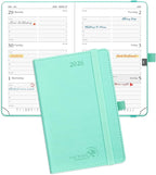 POPRUN Pocket Calendar 2026 (Small Size- 4'' x 6.25") Weekly and Monthly for Purse - Planner 2026 (Jan. 2026 - Dec. 2026) with Vegan Leather Soft Cover, Plastic Ruler, Pen Holder and More - Green