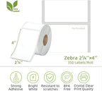 Compatible 2-1/4" x 4" Direct Thermal Labels Replacement for Barcodes Postage Address Shipping Compatible with Rollo & Zebra Desktop Printers Adhesive & Perforated (12 Rolls, 350 Labels/Roll)