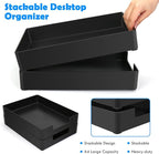 Letter-Size Tray, 2PCS Plastic Stackable A4 Paper Tray, Desk Drawer Organizer, Multi-use Large Storage Basket for Office Home Supplies,13 x 9.6 inch