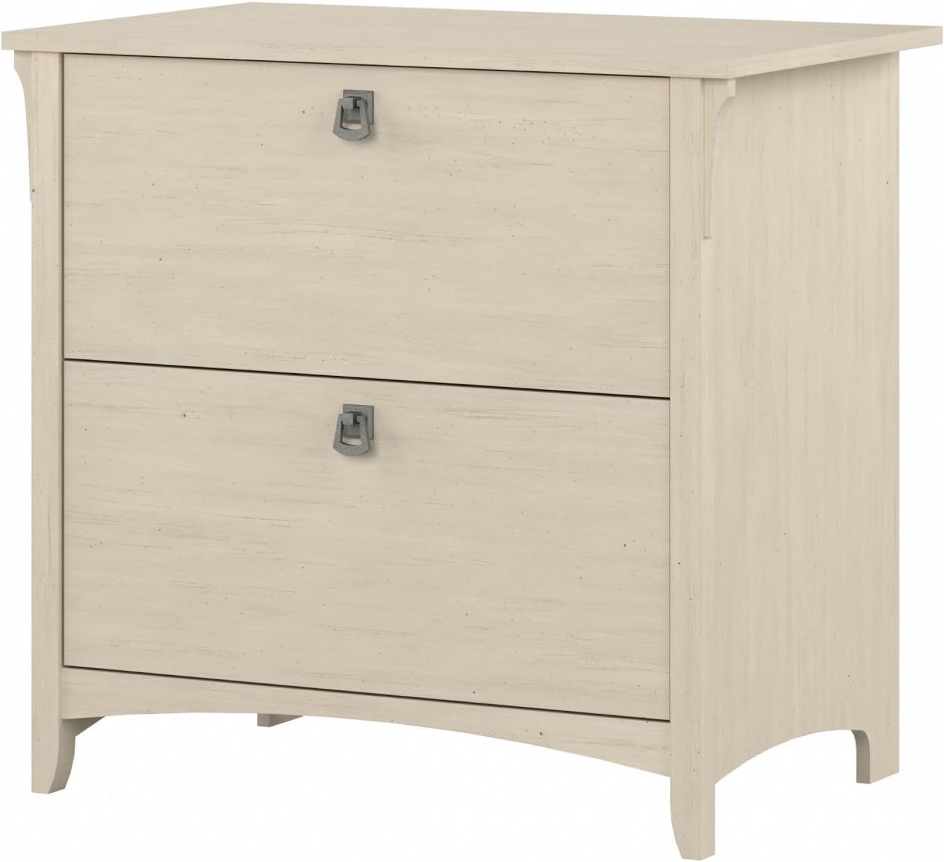 Bush Furniture Salinas 2 Drawer Lateral File Cabinet in Antique White, Home Office Storage Solution, Organizer with Drawers for Workspace, Filing Unit