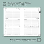 POPRUN Pocket Planner 2025-2026, (Purse Size 4''x 6.25'' Hard Cover) Academic Year Calendar Daily Weekly and Monthly (July 25-June 26) with Hourly Time Slots, 100 GSM Paper - Light Yellow