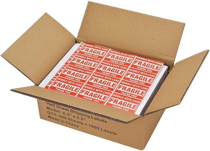 MFLABEL® Round Conrner Half Sheet Shipping Labels 2-UP Click-n-Ship Mailing Postage Labels(2000Labels)