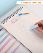 SKYDUE Cute School Supplies 44 PCS, Aesthetic Pencil Case with 12 Pastel Highlighters, 5 Black Gel Pens, 6 Color Gel Pens & Mechanical Pencils, College Essentials Students Stationary Set Pink