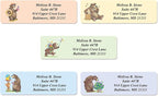 Bears Designer Assorted Rolled Address Labels with Elegant Plastic Dispenser