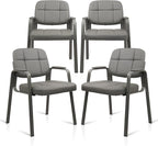 CLATINA Waiting Room Guest Chair with Bonded Leather Padded Arm Rest for Office Reception and Conference Desk(Grey 4 Pack)