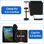 ROSLINE 3-in-1 Clip-on Desk Organizer - Pen, Headphone, and Cup Holder for Expanding Office and Gaming Space (Black)