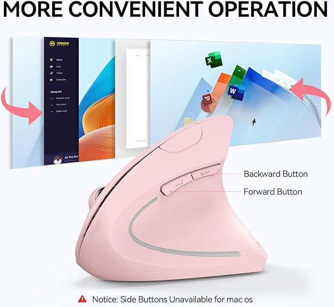 TECKNET Ergonomic Mouse, Wireless Bluetooth Vertical Mouse, 4800 DPI Optical Tracking, 6 Adjustable DPI, Quiet Clicks, 2.4GHz with USB A Receiver, 12 Months Battery, 6 Buttons, Wide Compatibility