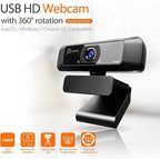 j5create USB Streaming Webcam - 1080P HD with 360° Rotation, High Fidelity Microphone, Plug and Play for PC/Mac/Laptop/Desktop/Skype/YouTube/Zoom/Facetime, Suitable for Conferencing/Calling (JVCU100)