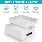 Letter-Size Tray Desk Letter Tray Paper Tray, Sturdy Heavy-Duty Plastic Printer Paper Tray, Single-Tier Stackable File Storage Organizer for Office Home (2, White)